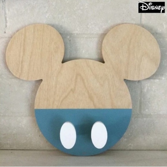DISNEY Mickey Mouse Wall Hooks Wooden Wall Mount - NWT - Picture 1 of 9
